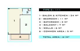 2 dormitorio piso 56 m² en Kargicak, Turquía. $143 000